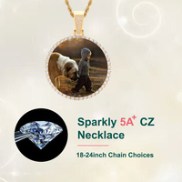 Collier Pendentif avec Logo Personnalisé Plaqué Or 18K Grand Médaillon Photo Pierre Zircon Glacé Style Hip Hop Cubain Cadeau Bijouterie Personnalisée Gratuite