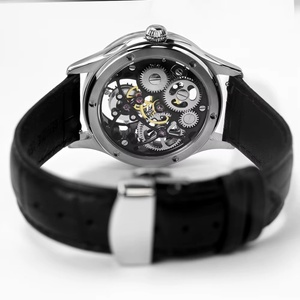 Montre squelette à remontage manuel pour homme, tourbillon, acier inoxydable 316L, verre saphir, bracelet en cuir, étanche 5ATM - Product Image 3