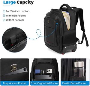 BSCI Rolling <b>Backpack</b> Waterproof with <b>Wheels</b> for Laptop Compartment from Chinese manufacturer - Product Image 3