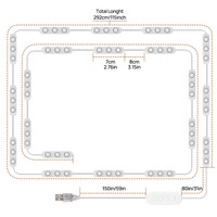 Lampes de courtoisie USB à intensité variable Ampoule de miroir de maquillage 3CCT LED avec gradateur Miroir de maquillage transfrontalier auto-adhésif