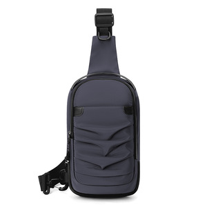 Custom Wholesale Men's <b>Chest</b> Bag Waterproof Nylon Cloth Messenger Bag with Pleats Decoration - Product Image 3