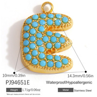 Breloques Lettres Initiales A-Z en Acier Inoxydable Plaqué Or avec Pierres Turquoises Tendance pour Fabrication de Bijoux DIY
