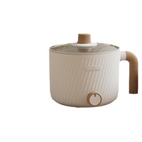 Marmite Électrique Compacte 1,8L 600W pour Maison, Hôtel, Extérieur et Usage Commercial, Revêtement Antiadhésif PP, Couvercle en Verre Trempé, Efficacité Énergétique A+