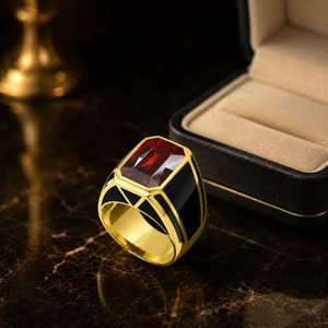 Elegante anello con pietra rossa per donna, design accattivante, gioielli alla moda per tutti i giorni - Product Image 4
