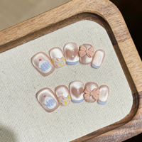 Faux ongles à presser faits main, amovibles, ultra-fins, sans trace, motif ciel étoilé, série courte pour usage quotidien, populaires