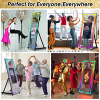 Photomaton Miroir Magique Moderne 32/43 Pouces avec Écran Tactile et Anneau Lumineux LED pour Mariages, Fêtes et Événements (Location)