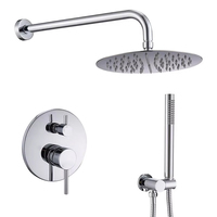 Système de douche de pluie de tête ronde murale basse mitigeur de douche de bain ensemble de douche de pluie cascade dissimulée