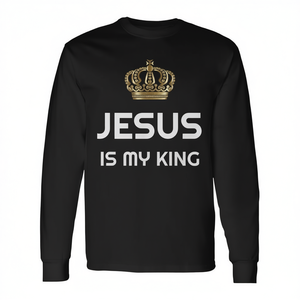 Maglietta a maniche lunghe Jesus Is My King nera - Product Image 2