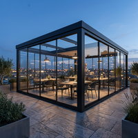 Cubierta Retráctil Comercial para Terraza, Invernadero de Cristal, Cubierta Deslizante para Patio, para Restaurantes y Comedores al Aire Libre