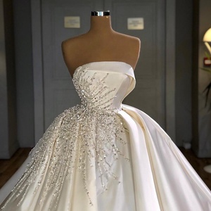 Jancember ARSM67214 abito da sposa in <span class=keywords><strong>raso</strong></span> lungo da donna <span class=keywords><strong>bianco</strong></span> abito da sposa - Product Image 1