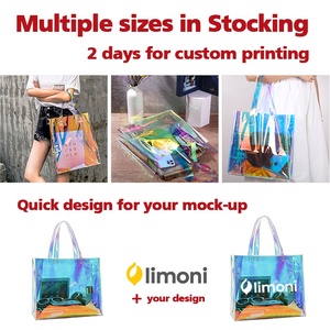 Bolso De Mano De Pvc Con Logotipo Para Mujer, Bolsa Holográfica De Hombro Transparente, Bolso De Mano Irid Compra - Product Image 2