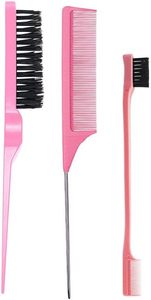 Juego de 4 piezas de cepillos y peines para el cabello: cepillo de plástico para definir el contorno, cepillo para desenredar, peine de cola de rata y peine de dientes anchos para hombres y mujeres - Product Image 3