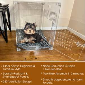 Présentoir de chenil en acrylique d'intérieur transparent personnalisé pour chiens de taille moyenne et petits chiens - Product Image 5