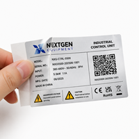 Étiquettes d'identification d'équipements industriels personnalisées avec finition mate en PET argenté, code QR, numéro de série et autocollants d'avertissement