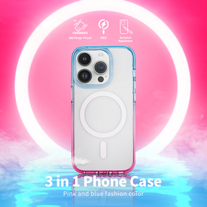 Coques <span class=keywords><strong>de</strong></span> <span class=keywords><strong>téléphone</strong></span> transparentes antichoc magnétiques avec chargeur sans fil en TPU+PC+TPE, prix d'usine, pour - Product Image 2