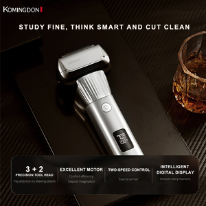 Rasoir à cinq lames pour hommes, sans fil, avec écran LED, étanche, utilisation humide/sèche, pour peaux sensibles, tondeuse escamotable, idéal pour camping-car et hôtel - Product Image 3