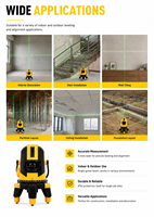 Niveau laser industriel portable Huake, instrument de mesure numérique mini, laser vert, couleur 3D, auto-nivelant, lithium