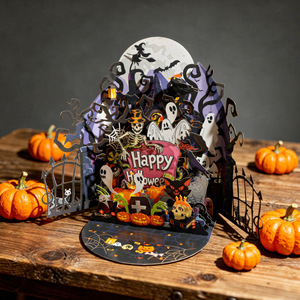 Halloween 3D greeting card Luxurious surprise pop up greeting card Demon castle troublemaker In stock Wholesale high quality - Product Image 1