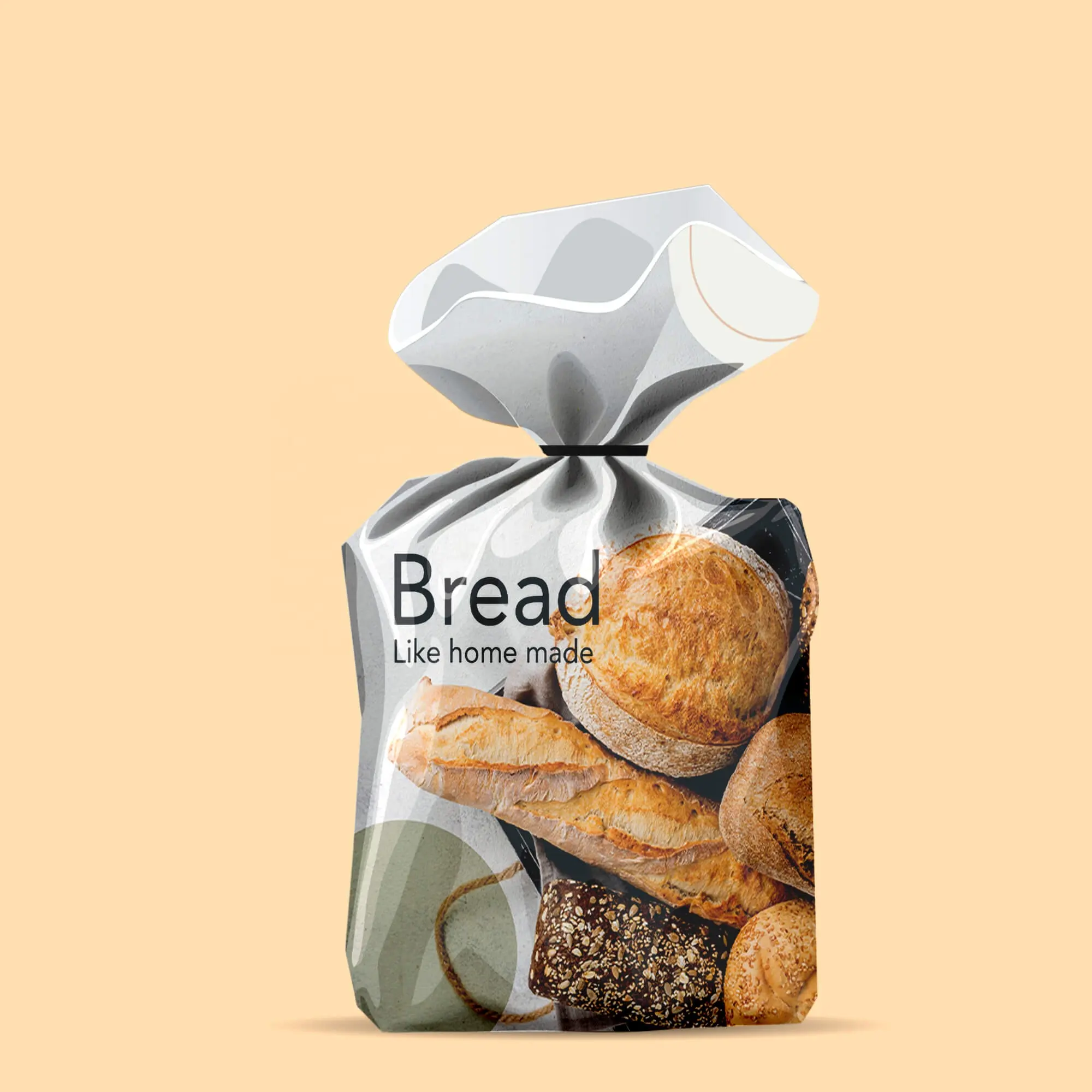 Sachets d'emballage de pain en LDPE, design personnalisé, 100 unités, emballage pour pain