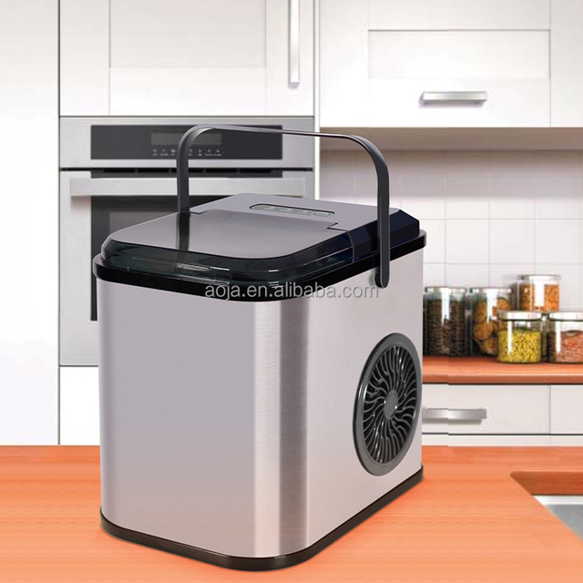 AOJA Ice Maker for Countertop 8 Ice Cubes Ready in 8 Mins 26lbs Ice 24Hrs With Self-Cleaning Feature Spoon and Basket