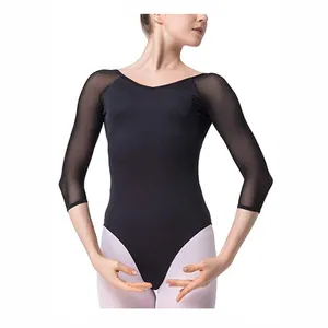 बैले Leotards महिला मेष लंबी आस्तीन नृत्य Bodysuit के लिए प्रशिक्षण Dancewear