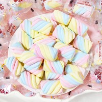Marshmallow Kering Beku Bentuk Pilin Warna Pelangi, Marshmallow Pilin Renyah, Permen Kering Beku untuk Grosir
