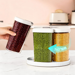 Rotating Petal Grain Storage <b>Container</b> Transparent Airtight Compartmentalized Kitchen Storage Box For <b>Rice</b> And Beans - Product Image 3