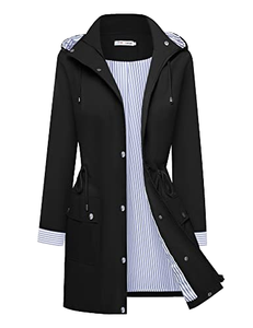 Veste de pluie grise légère pour femmes à la mode coupe-vent imperméable avec rayures jetables pour l'escalade en plein air - Product Image 1