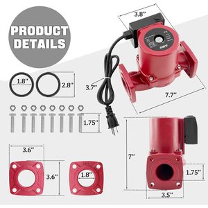 Pompe de circulation WWEIQI UPS26-150SF 1/2 HP 115V 3 vitesses en acier inoxydable pour recirculation d'eau chaude - Product Image 6