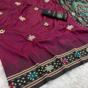 Vente chaude rose femmes Pure Patola 001 tissu Handloom tissage non cousu Saree meilleure Collection fête prix de gros - Product Image 1