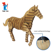 Puzzle 3D en bois Cheval à assembler soi-même, jouet éducatif pour les 5-7 ans, décoration de bureau et cadeau en bois brut