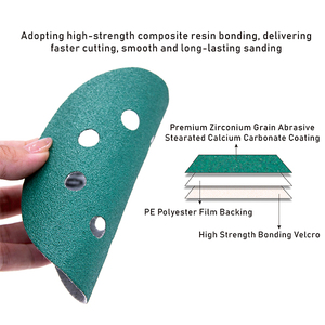 <span class=keywords><strong>Papier</strong></span> abrasif en oxyde d'aluminium céramique violet de 5 pouces/100 mm avec crochet et boucle pour le ponçage de la peinture humide et du bois gras - Product Image 4