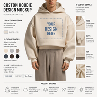 Sweat à capuche court et ample pour homme, coupe oversize, avec logo personnalisé OEM, en molleton épais brossé anti-boulochage, certifié OEKO-TEX