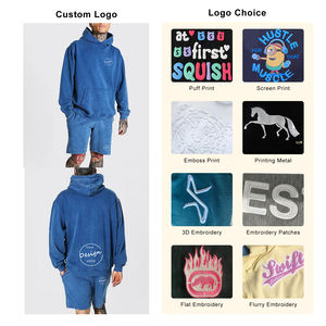 Chándal deportivo transpirable de invierno a la moda para hombre, chándal vaquero holgado desgastado Vintage con lentejuelas y estampado en relieve con logotipo personalizado - Product Image 3