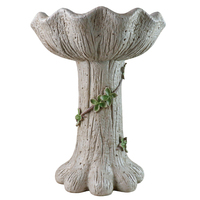 Bain d'oiseaux en résine en forme de souche d'arbre avec feuilles de vigne, décoratif pour jardin extérieur, mangeoire autoportante vintage résistante aux intempéries pour la cour.