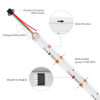 Bande LED COB à pixels RVBIC WS2811 UL, haute densité 19W, adressable, pour décoration de Noël, 10mm