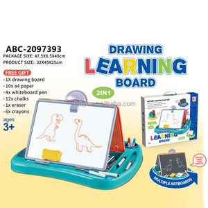 Şanslı oyuncaklar <span class=keywords><strong>2</strong></span> in 1 kurulu boyama renkli kalemler ile eğitim masası çocuklar için çizim kurulu beyaz siyah yazı tahtaları öğrenme - Product Image 3