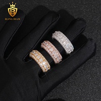 Bague Hip Hop Iced Out en Argent Sterling 925 avec Moissanite D VVS Taille Princesse, Certifiée GRA, Passe le Testeur de Diamant