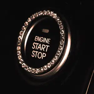 Car Auto Interior Decoration Sticker-Interior Ring Decal for Engine Ignition Button Bling Car Accessories for Women/Girl