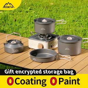 ชุดเครื่องครัวแคมป์ปิ้งอเนกประสงค์แบบพกพา พื้นผิวไม่ติดกระทะ ความจุ 1-2 ลิตร ฝาปิดทำจากอลูมิเนียมอัลลอยด์ สำหรับเตาแก๊ส - Product Image 2