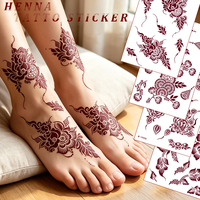 Stiker Tato Henna Sementara RTS India Arab untuk Seluruh Tangan dan Kaki, Tahan Air, untuk Salon Kuku