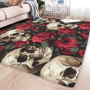 Trừu tượng Retro ngọn lửa sọ khu vực Thảm Gothic trang trí nội thất mềm chống trượt thảm trừu tượng Mô hình phòng khách phòng ngủ trang trí nhà thảm - Product Image 3