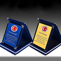 Plaque de certificat de boîte de velours pliable Plaque de trophée de prix de velours noir bleu rouge jaune