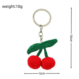 Nouveau porte-clés cerise au crochet DIY, breloque cerise tricotée à la main, pendentif de voiture, accessoire mignon Kawaii pour fille, cadeau - Product Image 6