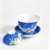 Gaiwan en porcelaine écologique de qualité supérieure, style traditionnel Sgraffito, motif lotus estival, résistant à la chaleur, sans danger pour les aliments, RED LEAF CERAMICS