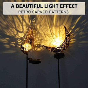 2 paquets de lumières solaires d'extérieur pour sentier décoratif Moon cracked Glass Globe Garden Lights Stake Metal Light for Garden Yard Patio - Product Image 3