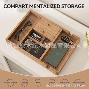 Organizador de escritorio de madera, bandeja rectangular de madera maciza, estilo minimalista, para teléfono, reloj, gafas, auriculares, uso en oficina - Product Image 4