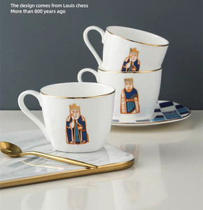 Set di Tazze da Caffè e Tè in Ceramica Ecologica con Bordo Dorato, Stile Moderno <span class=keywords><strong>Turco</strong></span> e Arabo, Set di Tazze e Piattini per Caffè - Product Image 4