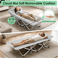 Lit de camping portable, cadre en métal robuste, double couche, tissu Oxford 1200D, lit pliant léger et portable avec matelas amovible