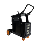 Chariot de soudage à 2 niveaux avec 4 tiroirs, chariot mobile pour soudeur avec support pour bouteille de gaz et chaînes pour découpeur plasma MIG TIG